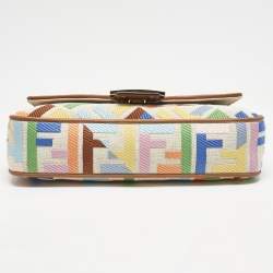 Fendi Multicolor FF Embroidery Canvas Medium Baguette Bag