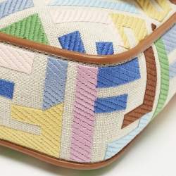 Fendi Multicolor FF Embroidery Canvas Medium Baguette Bag