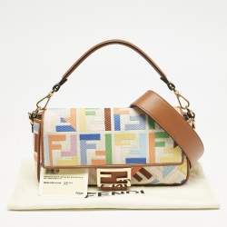 Fendi Multicolor FF Embroidery Canvas Medium Baguette Bag