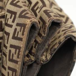 Fendi Beige/Brown Zucchino Canvas and Leather Accordion Tote