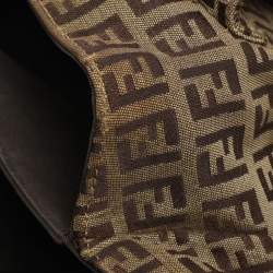 Fendi Beige/Brown Zucchino Canvas and Leather Accordion Tote