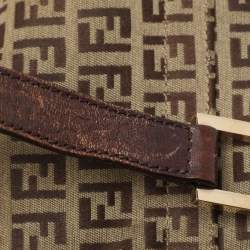 Fendi Beige/Brown Zucchino Canvas and Leather Accordion Tote