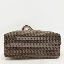 Fendi Beige/Brown Zucchino Canvas and Leather Accordion Tote