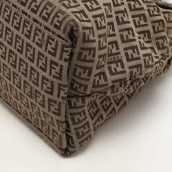 Fendi Beige/Brown Zucchino Canvas and Leather Accordion Tote