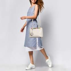 Fendi Light Beige Leather Stud Applique Petite 2Jours Elite Tote