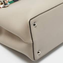 Fendi Light Beige Leather Stud Applique Petite 2Jours Elite Tote