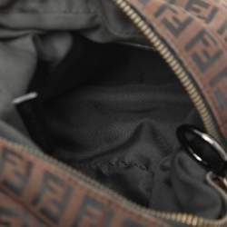 Fendi Brown/Black Zucchino Canvas and Leather Oyster Hobo