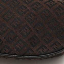 Fendi Brown/Black Zucchino Canvas and Leather Oyster Hobo