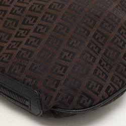 Fendi Brown/Black Zucchino Canvas and Leather Oyster Hobo