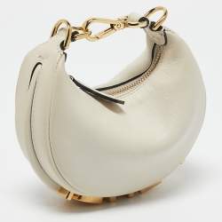 Fendi Off White Leather Nano Fendigraphy Hobo
