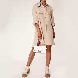 Fendi White Leather Mini Mama Baguette Bag
