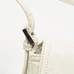 Fendi White Leather Mini Mama Baguette Bag
