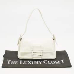 Fendi White Leather Mini Mama Baguette Bag