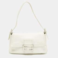 Fendi White Leather Mini Mama Baguette Bag