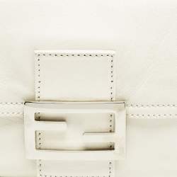 Fendi White Leather Mini Mama Baguette Bag