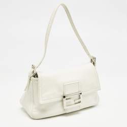 Fendi White Leather Mini Mama Baguette Bag