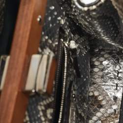 Fendi Brown/Silver Selleria Python Mini Peekaboo Top Handle Bag
