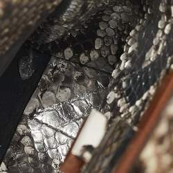 Fendi Brown/Silver Selleria Python Mini Peekaboo Top Handle Bag