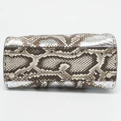 Fendi Brown/Silver Selleria Python Mini Peekaboo Top Handle Bag