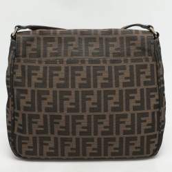 Fendi Tobacco Zucca Canvas Flap Crossbody Bag