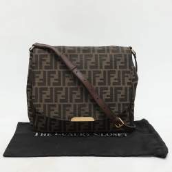 Fendi Tobacco Zucca Canvas Flap Crossbody Bag