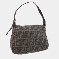 Fendi Gray Wool Zucca Baguette Handbag