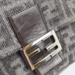Fendi Gray Wool Zucca Baguette Handbag