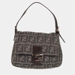 Fendi Gray Wool Zucca Baguette Handbag