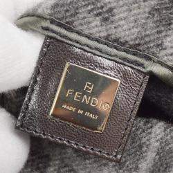 Fendi Gray Wool Zucca Baguette Handbag