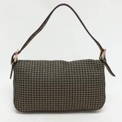 Fendi Gold/Black Printed Fabric and Leather Mama Baguette Bag