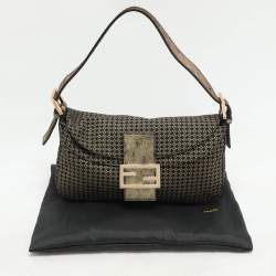 Fendi Gold/Black Printed Fabric and Leather Mama Baguette Bag