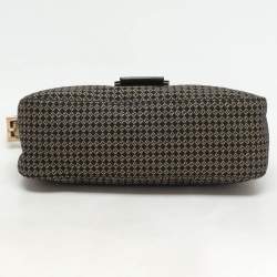 Fendi Gold/Black Printed Fabric and Leather Mama Baguette Bag