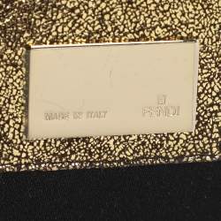 Fendi Gold/Black Printed Fabric and Leather Mama Baguette Bag