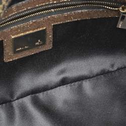 Fendi Gold/Black Printed Fabric and Leather Mama Baguette Bag