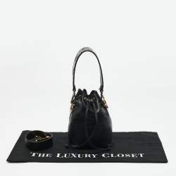 Fendi Black Leather Mini Mon Tresor Drawstring Bucket Bag