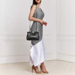 Fendi Black Leather Mini Peekaboo Top Handle Bag