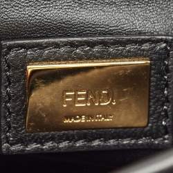 Fendi Black Leather Mini Peekaboo Top Handle Bag