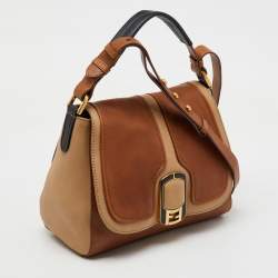 Fendi Brown Colorblock Leather Medium Anna Shoulder Bag