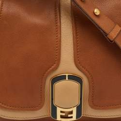Fendi Brown Colorblock Leather Medium Anna Shoulder Bag