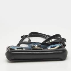 Fendi Black Leather and Fox Fur Micro Buggie Crossbody Bag