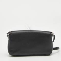 Fendi Black Leather and Fox Fur Micro Buggie Crossbody Bag