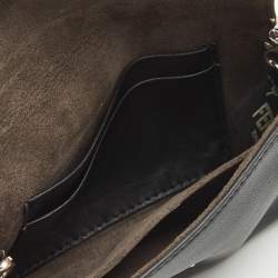 Fendi Black Leather and Fox Fur Micro Buggie Crossbody Bag