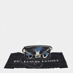 Fendi Black Leather and Fox Fur Micro Buggie Crossbody Bag