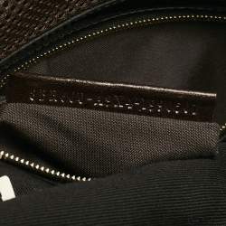 Fendi Black FF Embossed Patent Leather Medium Baguette Bag