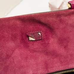 Fendi Pink/Tobacco Stripe Canvas and Leather Magnetic Snap Bag
