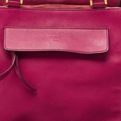 Fendi Pink/Tobacco Stripe Canvas and Leather Magnetic Snap Bag