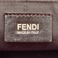 Fendi Pink/Tobacco Stripe Canvas and Leather Magnetic Snap Bag