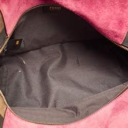 Fendi Pink/Tobacco Stripe Canvas and Leather Magnetic Snap Bag