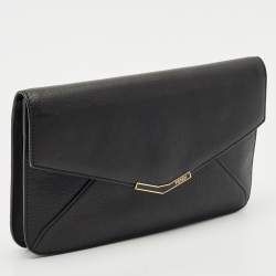 Fendi Black Leather 2Jours Envelope Clutch
