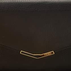 Fendi Black Leather 2Jours Envelope Clutch